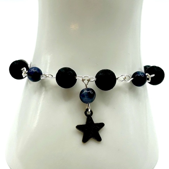 Handmade Moon & Star Necklace Set with Natural Tiger Eye and Lava Rock Stones! - Picture 12 of 13
